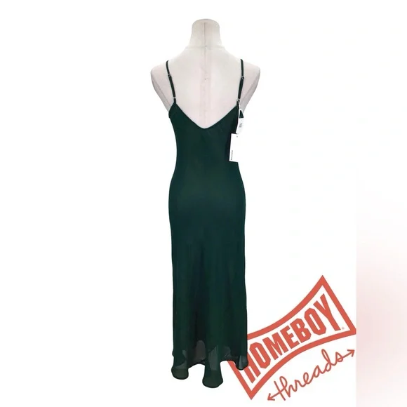 NWT Reformation Green Slip Midi Dress Spaghetti Strap V-Neck size XS